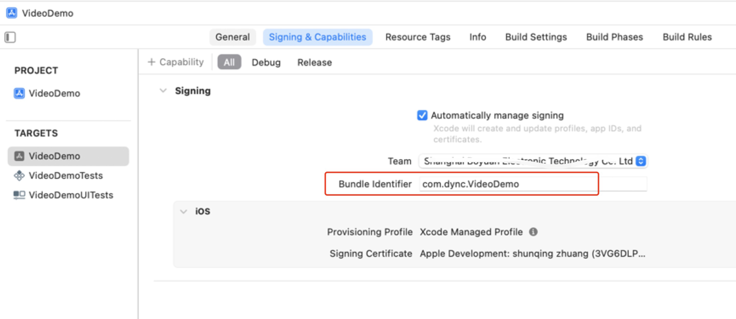 iOS Bundle identifier